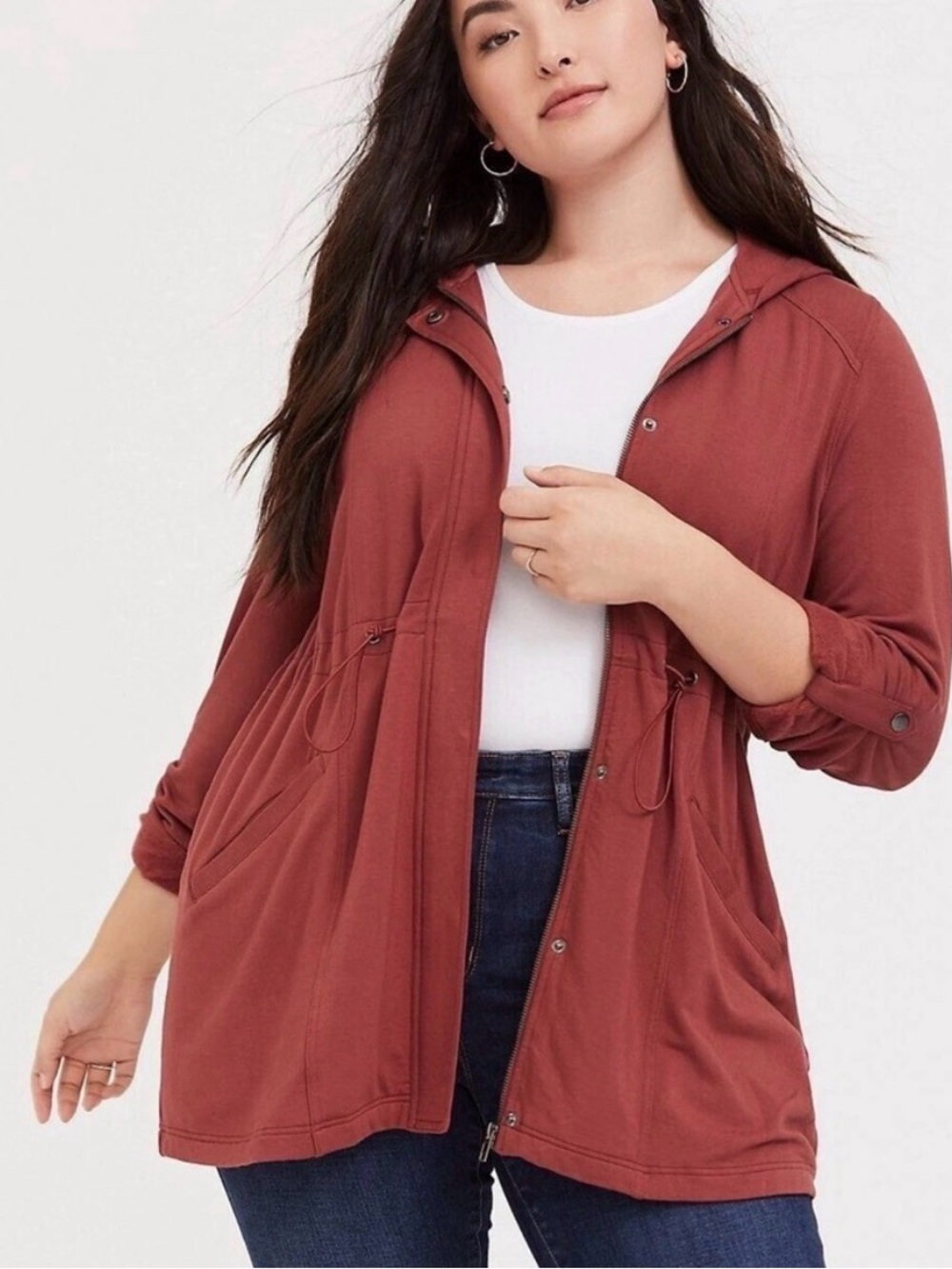 Torrid Burnt Orange Hooded Utility Anorak Jacket Fleece Lined Size 3 (22/24)
